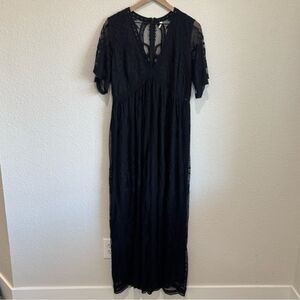 Pinkblush Maternity Womens XL Black Lace Mesh Overlay Maxi Dress Baby Shower